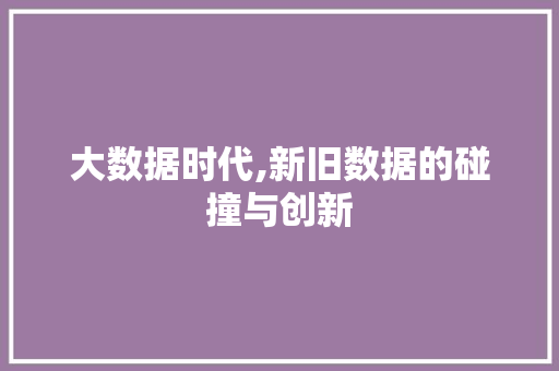 大数据时代,新旧数据的碰撞与创新