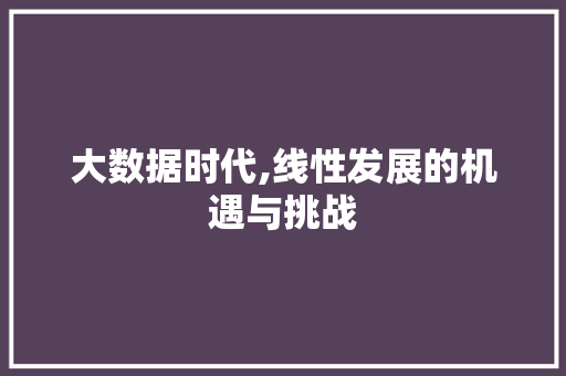 大数据时代,线性发展的机遇与挑战