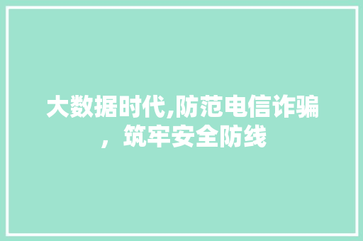 大数据时代,防范电信诈骗，筑牢安全防线 服务器/数据库