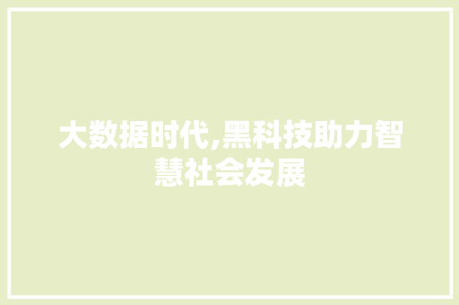 大数据时代,黑科技助力智慧社会发展