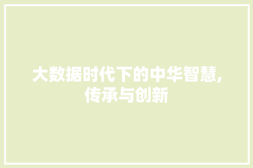 大数据时代下的中华智慧,传承与创新