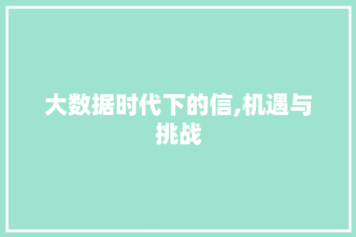 大数据时代下的信,机遇与挑战