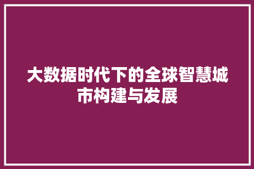 大数据时代下的全球智慧城市构建与发展