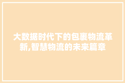 大数据时代下的包裹物流革新,智慧物流的未来篇章 SEO教程