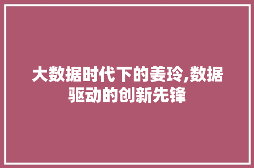 大数据时代下的姜玲,数据驱动的创新先锋 服务器/数据库 大数据时代下的姜玲,数据驱动的创新先锋 服务器/数据库