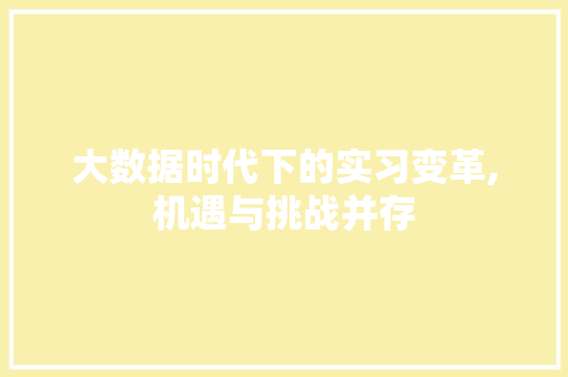 大数据时代下的实习变革,机遇与挑战并存