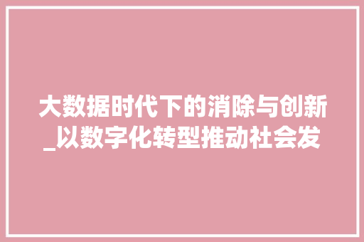 大数据时代下的消除与创新_以数字化转型推动社会发展