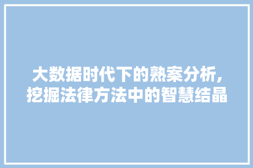 大数据时代下的熟案分析,挖掘法律方法中的智慧结晶