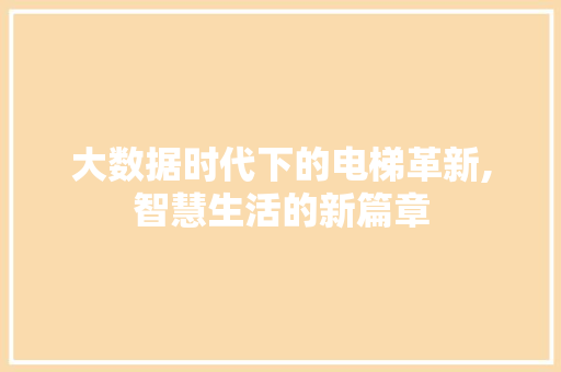 大数据时代下的电梯革新,智慧生活的新篇章