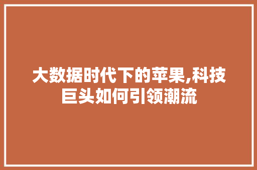 大数据时代下的苹果,科技巨头如何引领潮流