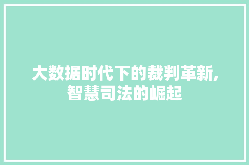 大数据时代下的裁判革新,智慧司法的崛起