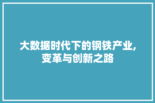 大数据时代下的钢铁产业,变革与创新之路