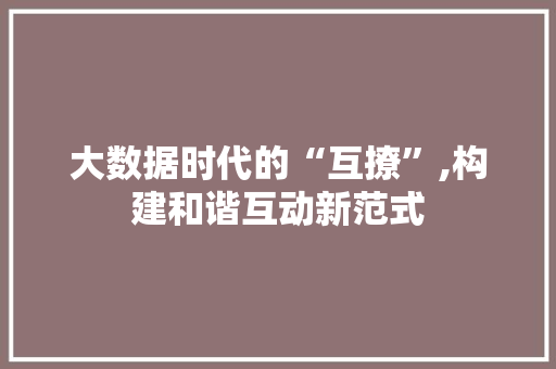 大数据时代的“互撩”,构建和谐互动新范式