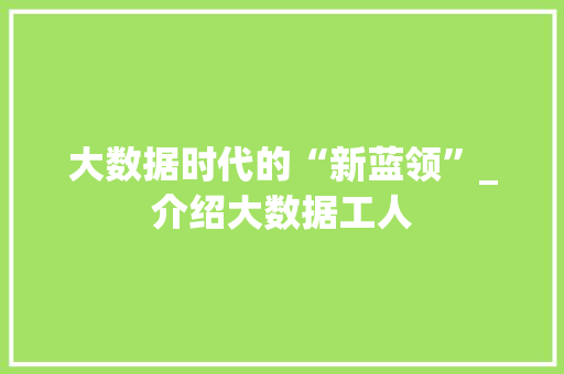大数据时代的“新蓝领”_介绍大数据工人