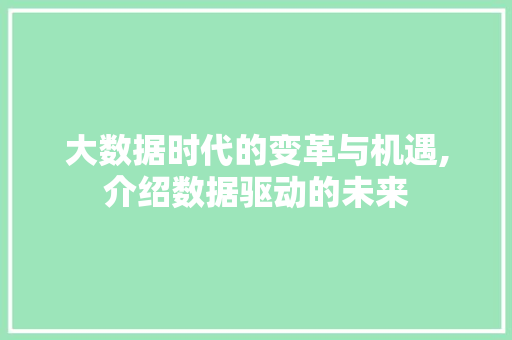 大数据时代的变革与机遇,介绍数据驱动的未来