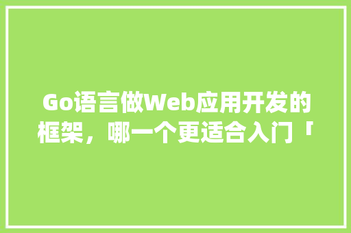 Go语言做Web应用开发的框架，哪一个更适合入门「go数据库怎么用」 友链在线