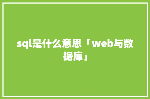sql是什么意思「web与数据库」