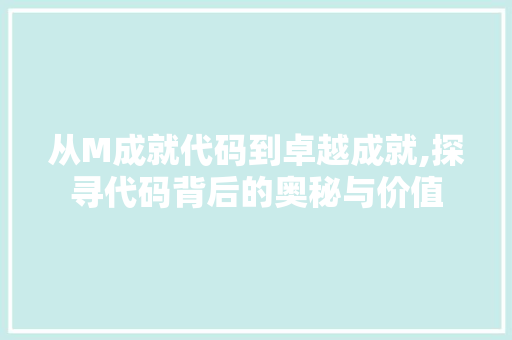 从M成就代码到卓越成就,探寻代码背后的奥秘与价值 WordPress教程