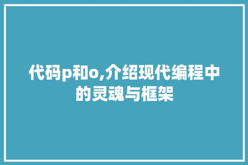 代码p和o,介绍现代编程中的灵魂与框架