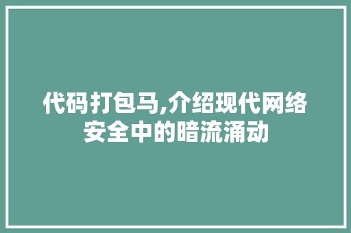 代码打包马,介绍现代网络安全中的暗流涌动