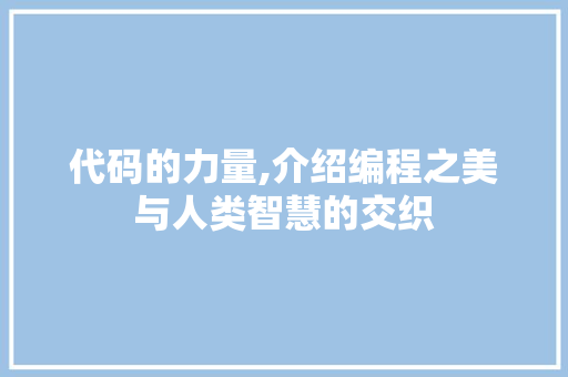 代码的力量,介绍编程之美与人类智慧的交织