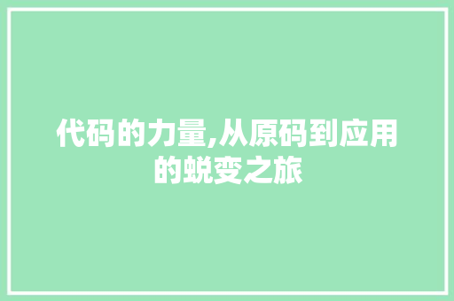 代码的力量,从原码到应用的蜕变之旅