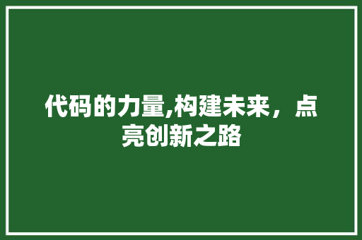 代码的力量,构建未来，点亮创新之路