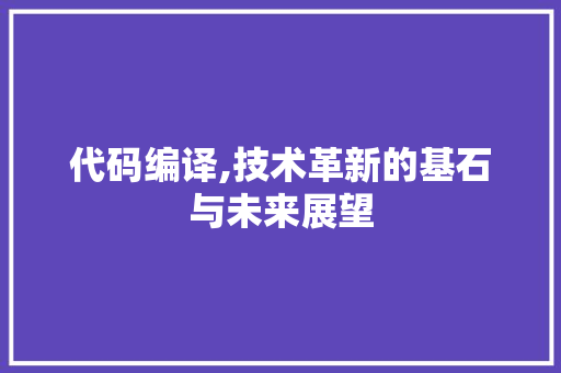 代码编译,技术革新的基石与未来展望