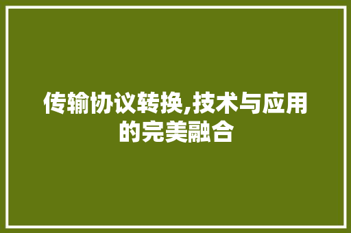 传输协议转换,技术与应用的完美融合