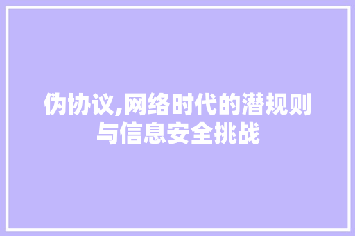 伪协议,网络时代的潜规则与信息安全挑战