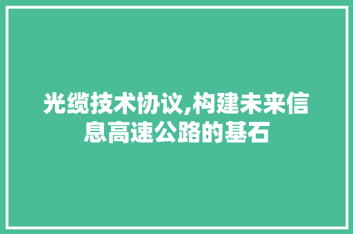 光缆技术协议,构建未来信息高速公路的基石