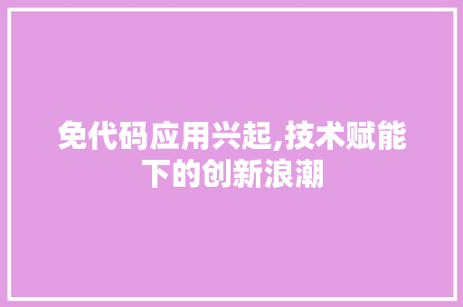 免代码应用兴起,技术赋能下的创新浪潮 建站教程
