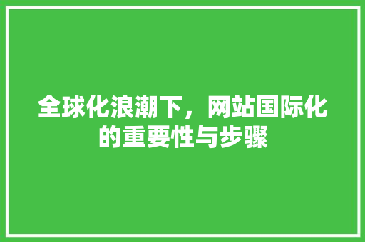 全球化浪潮下，网站国际化的重要性与步骤