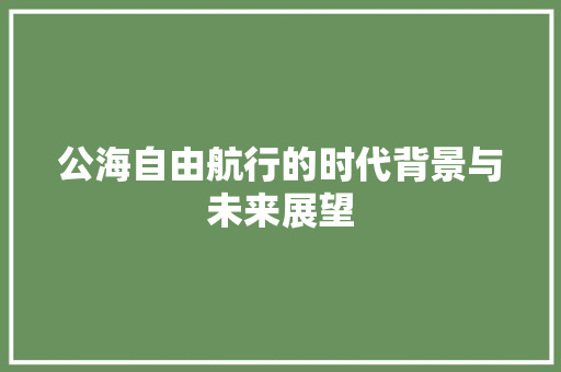 公海自由航行的时代背景与未来展望