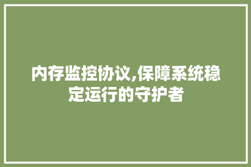 内存监控协议,保障系统稳定运行的守护者