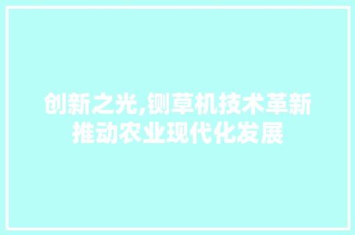 创新之光,铡草机技术革新推动农业现代化发展