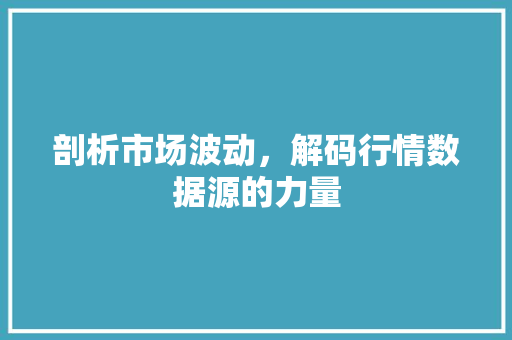 剖析市场波动，解码行情数据源的力量