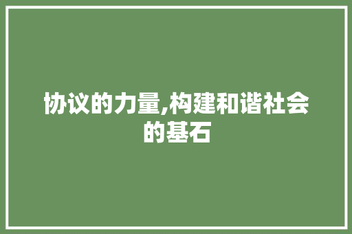 协议的力量,构建和谐社会的基石
