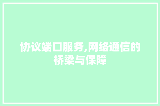 协议端口服务,网络通信的桥梁与保障