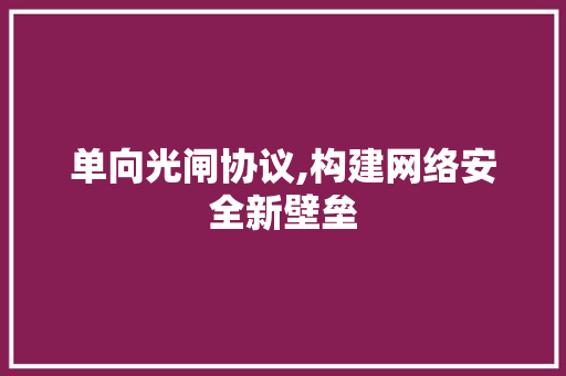 单向光闸协议,构建网络安全新壁垒