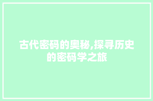 古代密码的奥秘,探寻历史的密码学之旅 Web前端