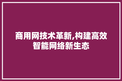 商用网技术革新,构建高效智能网络新生态 建站教程