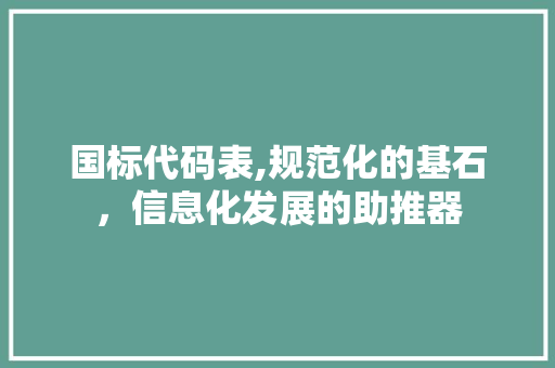 国标代码表,规范化的基石，信息化发展的助推器