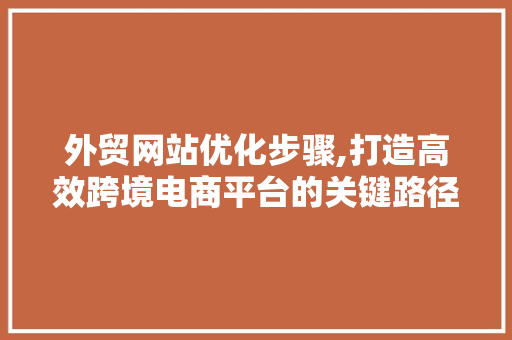 外贸网站优化步骤,打造高效跨境电商平台的关键路径