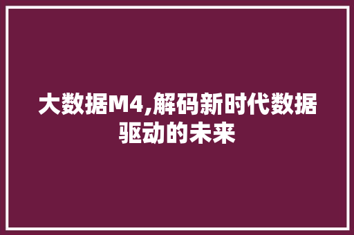 大数据M4,解码新时代数据驱动的未来 服务器/数据库