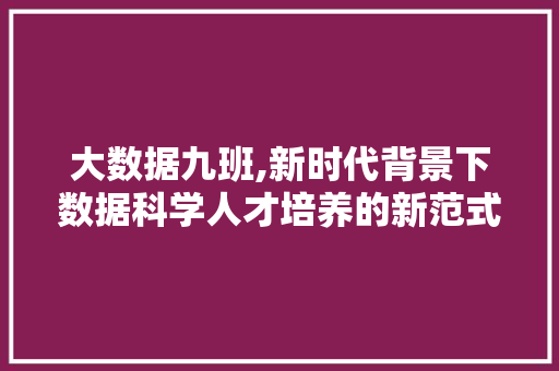 大数据九班,新时代背景下数据科学人才培养的新范式