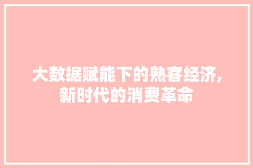 大数据赋能下的熟客经济,新时代的消费革命