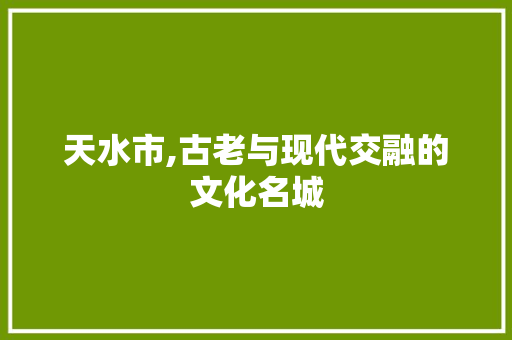 天水市,古老与现代交融的文化名城