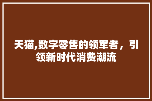 天猫,数字零售的领军者，引领新时代消费潮流