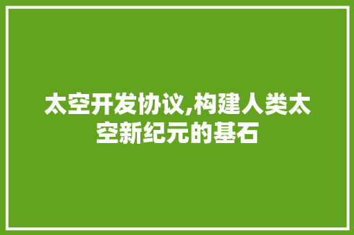太空开发协议,构建人类太空新纪元的基石